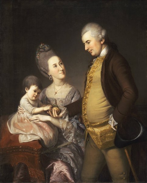 Portrait Of John And Elizabeth Lloyd Cadwalader And Their Daughter Anne by Charles Willson Peale - Hand-Painted Oil Painting Reproduction