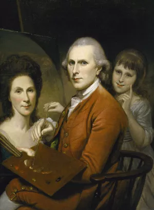Self-Portrait With Angelica And Portrait Of Rachel Oil painting by Charles Willson Peale
