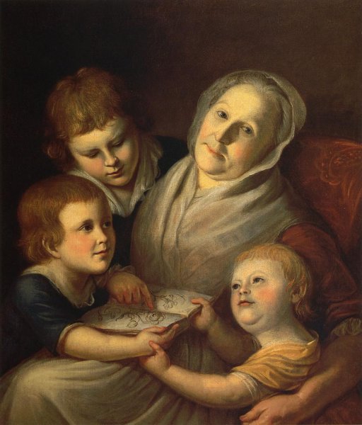 The Artist's Mother, Mrs. Charles Peale, and Her Grandchildren by Charles Willson Peale - Hand-Painted Oil Painting Reproduction