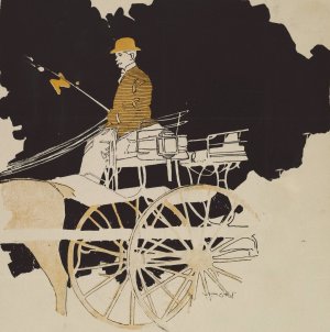 Man driving a carriage by Charles Wright Oil Painting