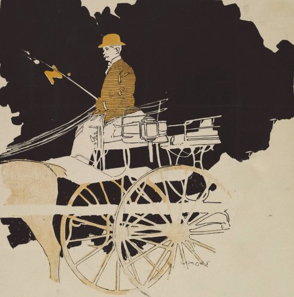 Main Product Photo of Man driving a carriage  Painting by Charles Wright