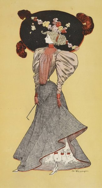 Main Product Photo of Woman wearing a large hat  Painting by Charles Wright