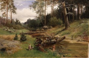 By the Brook in the Forest by Charles Xv Of Sweden Oil Painting