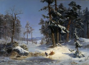 Winter Landscape from Queen Christina's Road in Djurgarden, Stockholm by Charles Xv Of Sweden Oil Painting