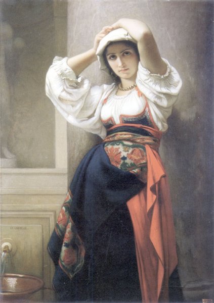 A Quick Rest by the Fountain by Charles Zacharie Landelle - Hand-Painted Oil Painting Reproduction