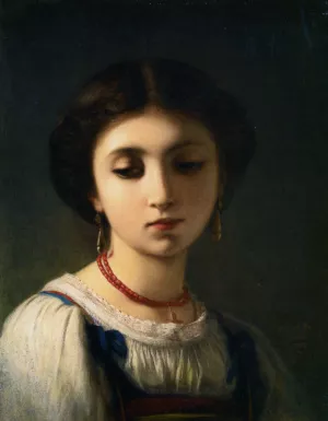 Portrait of a Young Italian Girl by Charles Zacharie Landelle - Oil Painting Reproduction