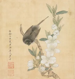 A Bird and Peach-Blossom Branch by Chen Hongshou A Bird and Peach-Blossom Branch by Chen Hongshou Oil Painting
