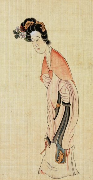 A Lady by Chen Hongshou Oil Painting