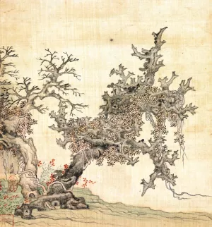 An Ancient Tree by Chen Hongshou Oil Painting