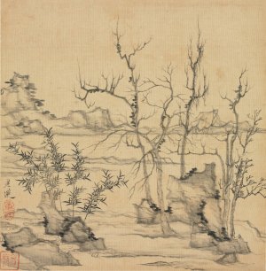 Landscape in the Style of Ni Zan by Chen Hongshou Oil Painting