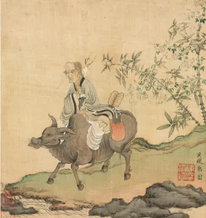 Laozi Riding an Ox by Chen Hongshou Oil Painting