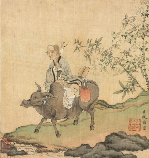 Laozi Riding an Ox  by Chen Hongshou - Hand-Painted Oil Painting Reproduction