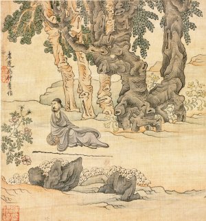 Portrait of Zhongqing in a Landscape by Chen Hongshou Oil Painting
