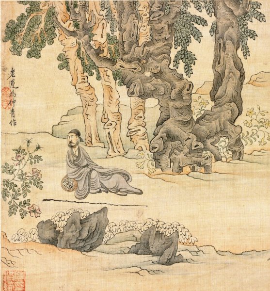 Portrait of Zhongqing in a Landscape  by Chen Hongshou - Hand-Painted Oil Painting Reproduction