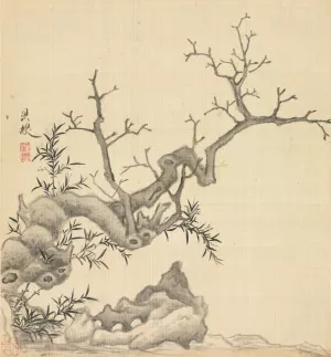 Rock, Old Tree, and Bamboo by Chen Hongshou Rock, Old Tree, and Bamboo by Chen Hongshou Oil Painting