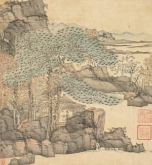 Scholar Reading in a Thatched Hut by a Waterfall by Chen Hongshou Oil Painting