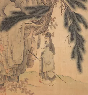 Scholar with Staff and Brush by Chen Hongshou Scholar with Staff and Brush by Chen Hongshou Oil Painting