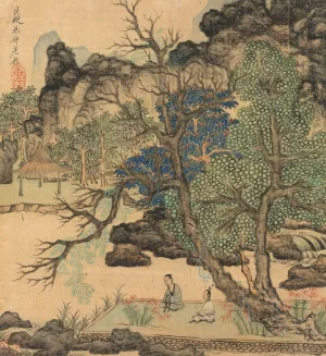 Scholars in a Garden by Chen Hongshou Oil Painting