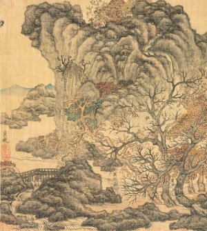 Travelers in an Autumn Landscape by Chen Hongshou Oil Painting