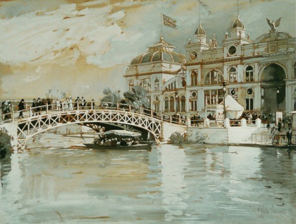 Columbian Exposition, Chicago  by Childe Hassam - Hand-Painted Oil Painting Reproduction