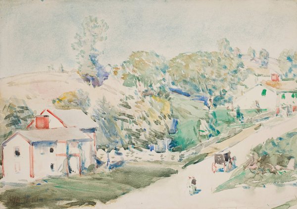 Country Road by Childe Hassam - Hand-Painted Oil Painting Reproduction
