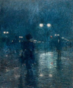 Fifth Avenue Nocturne by Childe Hassam Oil Painting