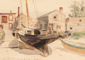 Fishhouses Swampscott Oil painting by Childe Hassam