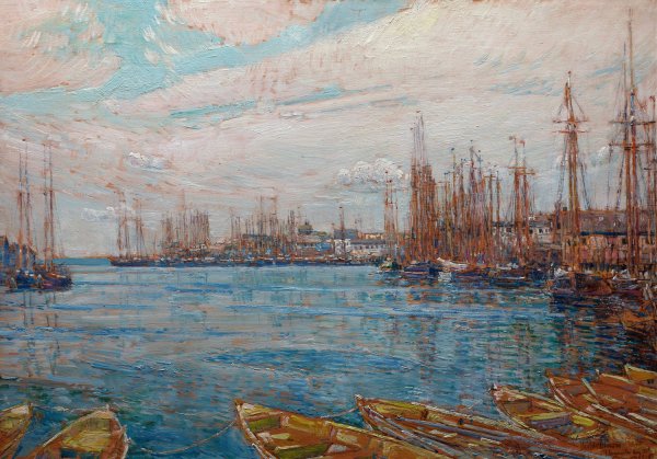 Main Product Photo of Harbor of a Thousand Masts  Painting by Childe Hassam