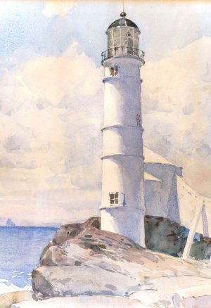 Lighthouse, Isle of Shoals by Childe Hassam Oil Painting