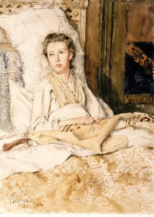 Maud Sewing by Childe Hassam Oil Painting