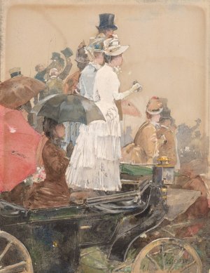 Spectators At The Grand Prix by Childe Hassam Oil Painting