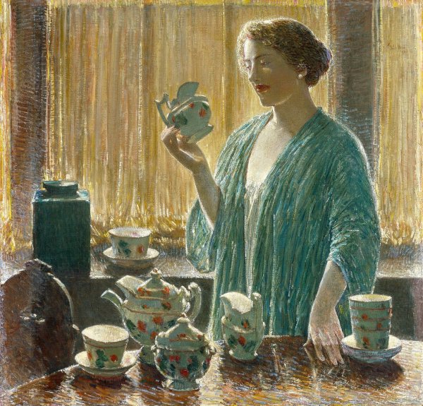 Main Product Photo of Strawberry Tea Set  Painting by Childe Hassam