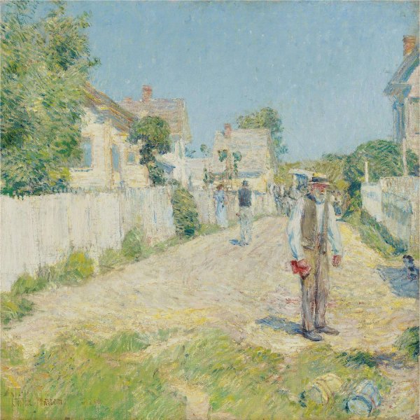 Street In Gloucester  by Childe Hassam - Hand-Painted Oil Painting Reproduction