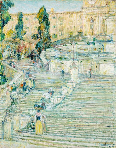 Main Product Photo of The Spanish Stairs, Rome  Painting by Childe Hassam
