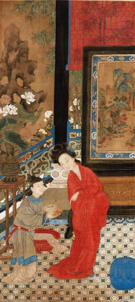 Yang Guifei Leaving the Bath by China, Qing Dynasty Oil Painting