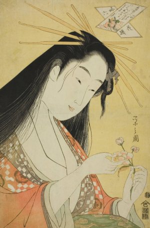 A Selection of Six Flowers - A Parody Rokkasen by Chobunsai Eishi Oil Painting