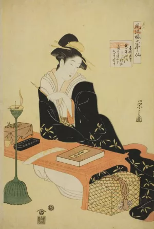 An Elegant Parody of the Six Poetic Immortals by Chobunsai Eishi Oil Painting