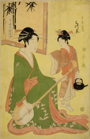 Beauties Parodying the Seven Sages - A Selection of Younger Courtesans by Chobunsai Eishi Oil Painting