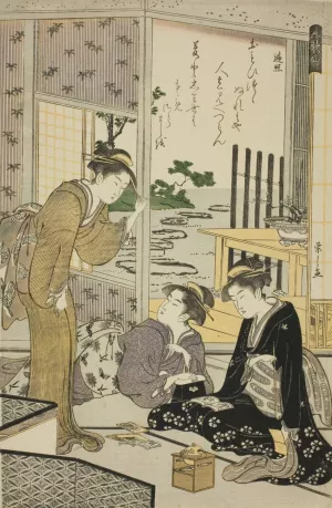 Henjo, from the series 'Six Immortal Poets' by Chobunsai Eishi Oil Painting