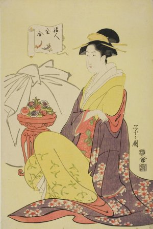 Hotei, from the series 'Comparison of the Treasures of the Gods of Good Fortune' by Chobunsai Eishi Oil Painting