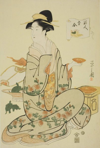 Jurojin, from the series 'A Comparison of the Treasures of the Gods of Good Fortune'  by Chobunsai Eishi - Hand-Painted Oil Painting Reproduction