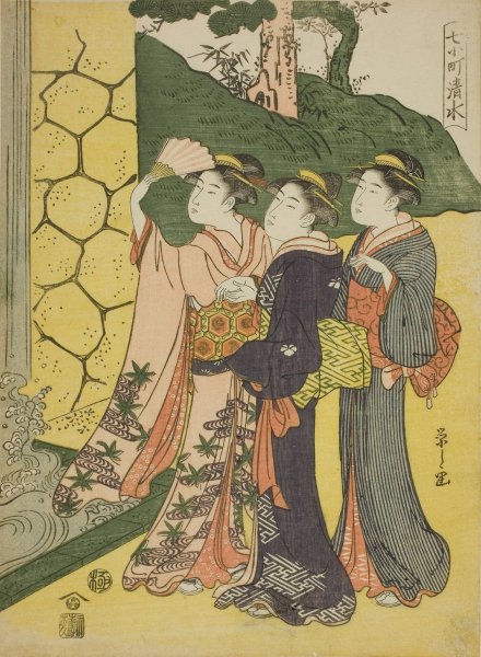 Kiyomizu, from the series 'Seven Komachi'  by Chobunsai Eishi - Hand-Painted Oil Painting Reproduction