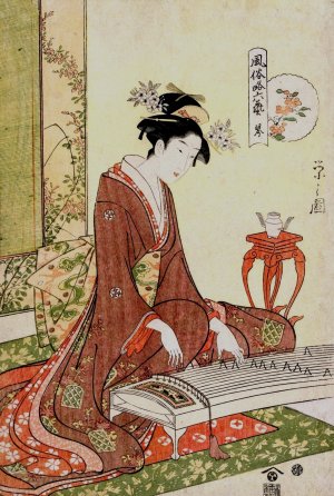 Koto from the series The Six Arts in Fashionable Guise by Chobunsai Eishi Oil Painting