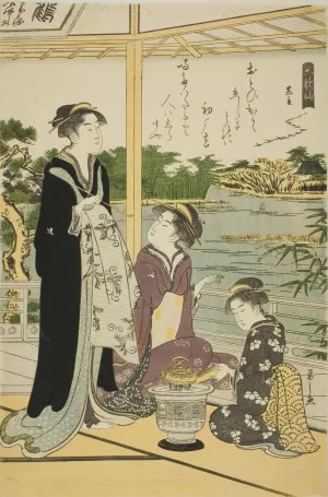 Kuronushi, from the series 'Six Immortal Poets' by Chobunsai Eishi Oil Painting