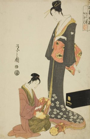 Ohana and Ofuku, from the series 'A Selection of Entertainers from the Pleasure Quarters' by Chobunsai Eishi Oil Painting