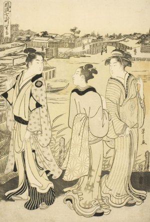 Ono no Komachi at Seki Temple, from the series The Fashionable Seven Komachi by Chobunsai Eishi Oil Painting