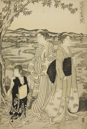 Parrot Komachi, from the series The Fashionable Seven Komachi by Chobunsai Eishi Oil Painting