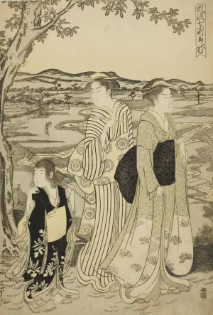 Parrot Komachi, from the series The Fashionable Seven Komachi by Chobunsai Eishi Oil Painting