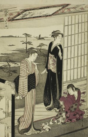 Suma, from the series 'A Fashionable Parody of the Tale of Genji' by Chobunsai Eishi Oil Painting