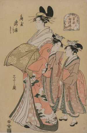 The Courtesan Takihime and Attendants by Chobunsai Eishi Oil Painting